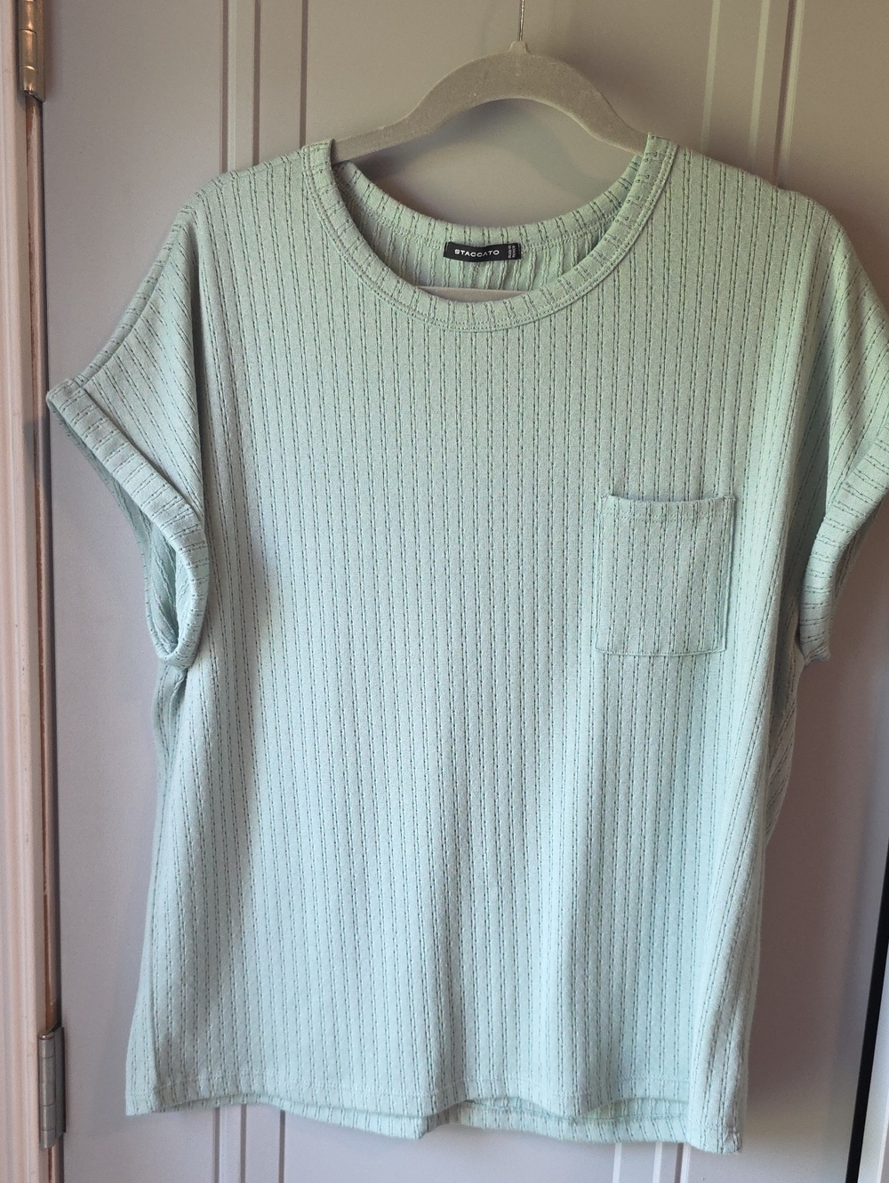 Staccato Light Mint Ribbed Pocket Top